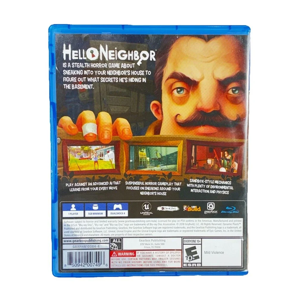 Hello Neighbor Sony PlayStation 4 Gearbox Publishing 2018 Tested
